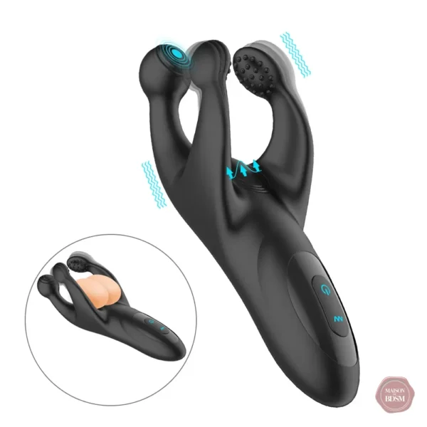 Vibromasseur silicone testicules 3 tiges