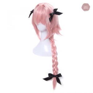 Perruque rose en dentelle, style queue de cheval