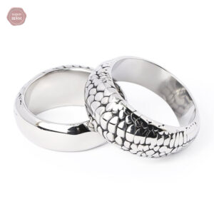 Bague Gland Écailles de Dragon en Acier et Or 24K