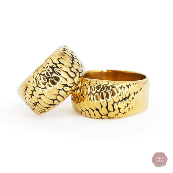 Bague Gland moderne en acier et or 24K