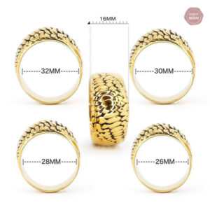 Bague en or 24K avec motif écailles de dragon
