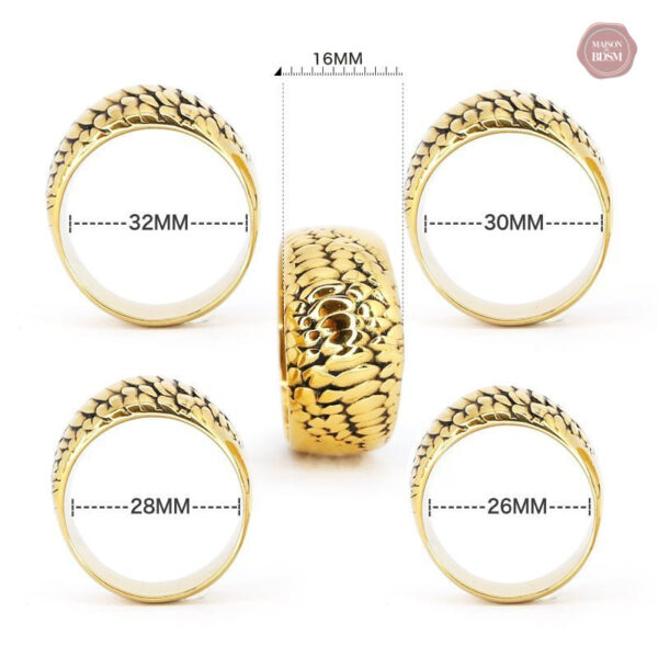 Bague en or 24K avec motif écailles de dragon