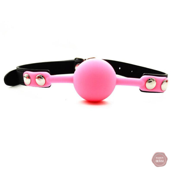 baillon-boule-rose-1 Bâillon boule rose pour des jeux de soumission