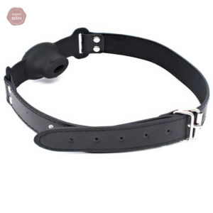 Accessoire BDSM - bâillon noir à effet drool hole