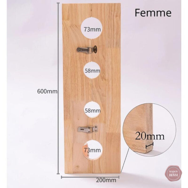 Accessoire de restraint en bois pour pratiques BDSM