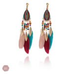 Boucles d'oreilles clip plume bohème élégantes