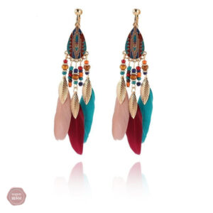 Boucles d'oreilles clip plume bohème élégantes