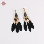 Accessoire bohème, boucles d'oreilles plume en clip