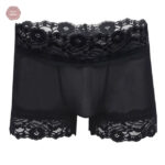 Boxer en dentelle et maille à fesses ouvertes