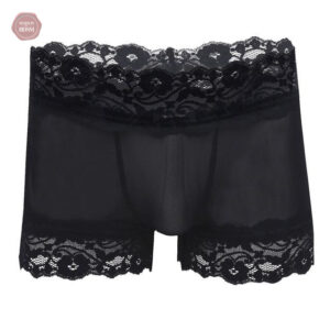 Boxer en dentelle et maille à fesses ouvertes