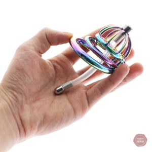 Cage à pénis avec design multicolore et cathéter