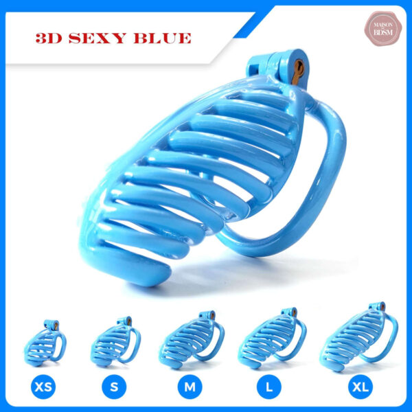 Cage de chasteté sexy, teinte bleue attrayante