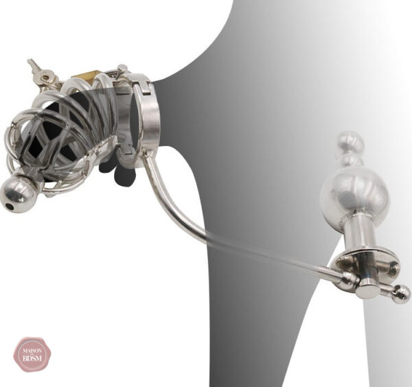 cage-a-penis-fixation-de-plug-anal-et-sonde-uretral-1 Cage à pénis avec fixation de plug anal