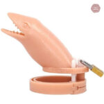 Cage de chasteté, design alligator, couleur beige