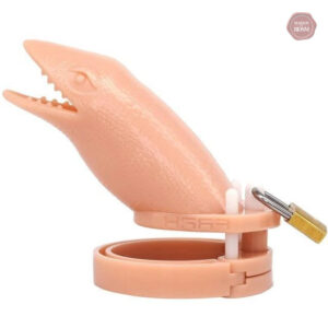 Cage de chasteté, design alligator, couleur beige