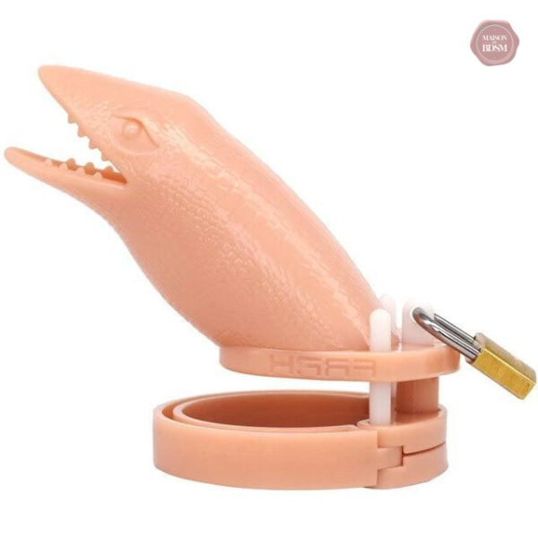 Cage de chasteté, design alligator, couleur beige
