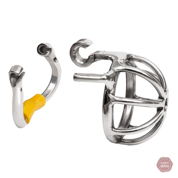 Cage de chasteté en métal, design compact et discret
