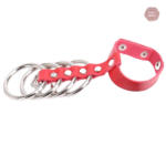 Cage de chasteté en cuir, design élégant et coloris rouge
