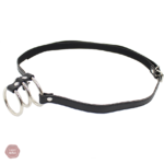 Cage de chasteté en cuir avec collier assorti