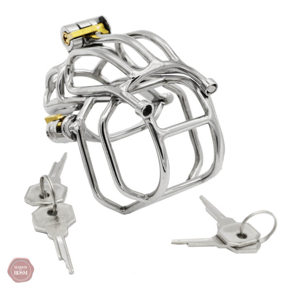 Cage de chasteté ajustable, acier inoxydable poli
