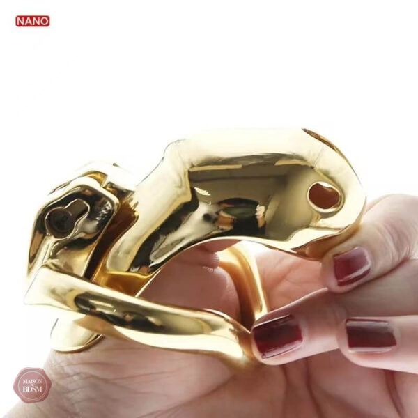 Cage de chasteté dorée pour aventure sensuelle