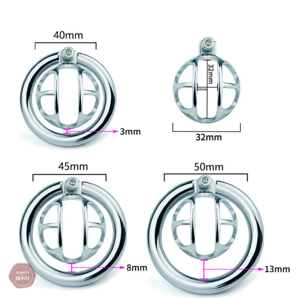 Cage de chasteté compacte en acier, 2,5 cm
