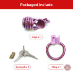 Accessoire de bondage violet, cage de chasteté