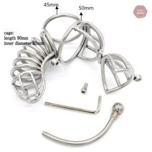 Cage de chasteté en acier pour homme, modèle La Geôle