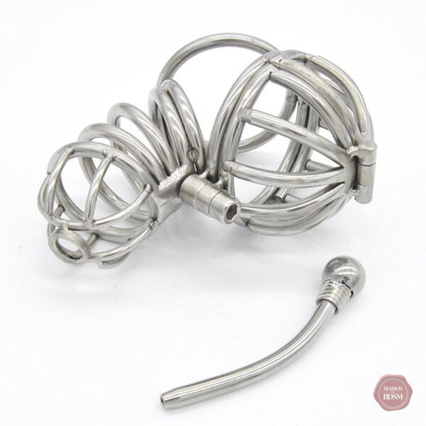 Accessoire de chasteté masculin en acier, design La Geôle S