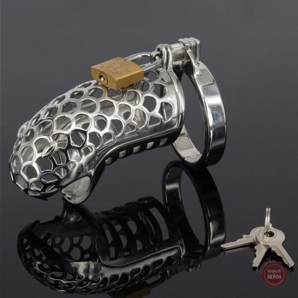 Cage de chasteté en acier pour homme - design moderne