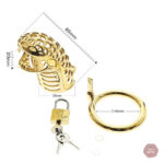 Cage de chasteté en métal, design Godzilla doré