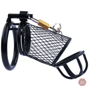 Cage de chasteté en métal pour homme avec design en grillage