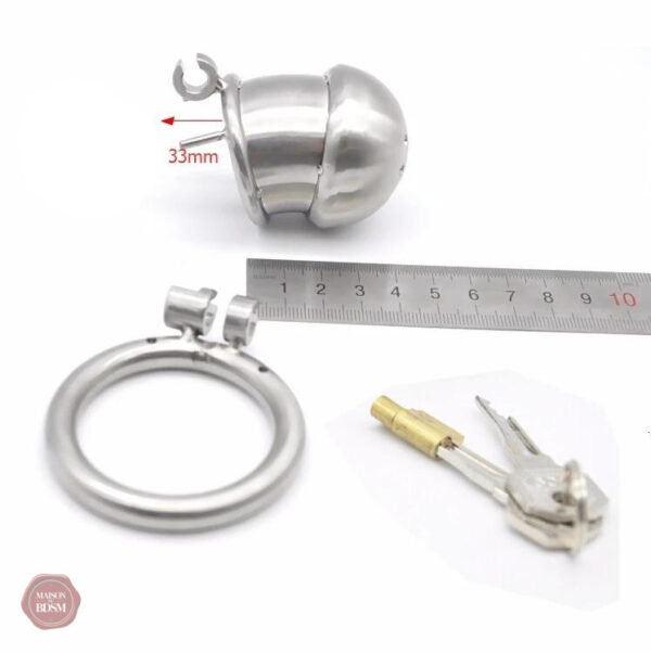 Cage de chasteté métallique pour homme, design compact et discret
