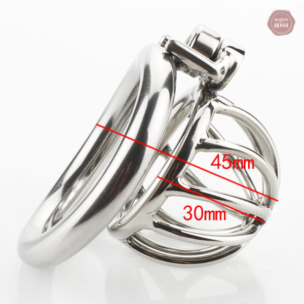 Cage de chasteté métallique pour homme, design compact et discret