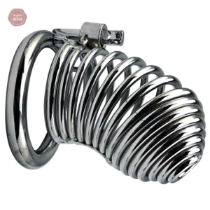 Cage de chasteté homme en métal avec ressort