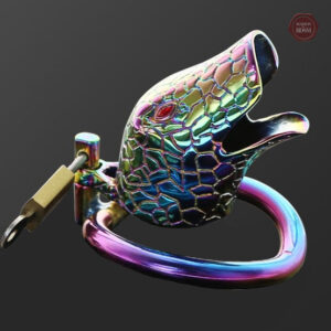 Cage de chasteté homme en métal - Serpent arc-en-ciel