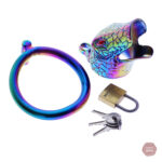 Cage de chasteté métal - style arc-en-ciel pour homme
