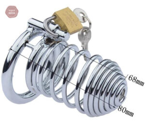 Cage de chasteté métallique, style spiralé pour homme