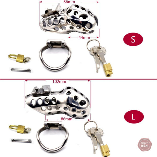 Cage de chasteté masculine en métal, modèle V3 S