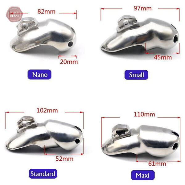 Cage de chasteté métallique pour homme, modèle V3