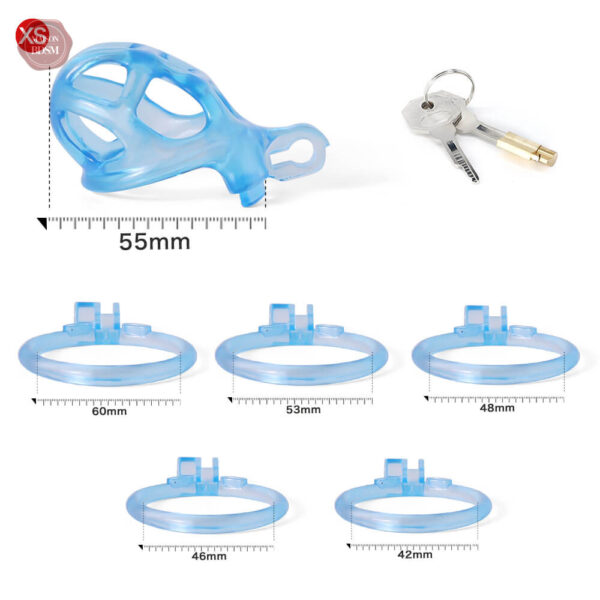 Cage de chasteté Ice Vision, teinte bleue
