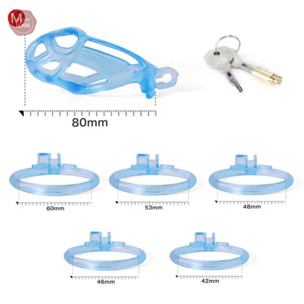 Cage de chasteté en bleu, style Cobra
