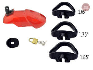 Cage de chasteté résistante, couleur rouge audacieuse