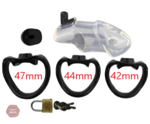 Accessoire de chasteté en résine, design transparent