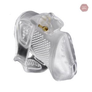 Cage de chasteté en résine, design transparent