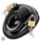 Cage de chasteté en plastique noir, modèle compact et discret