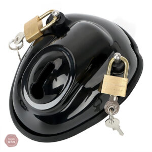 Cage de chasteté en plastique noir, modèle compact et discret