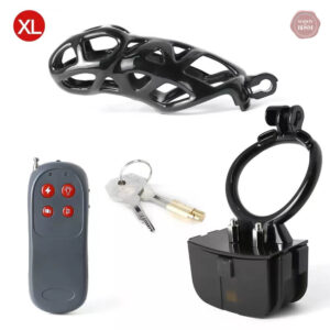 Cage de chasteté Mamba e-stim noire
