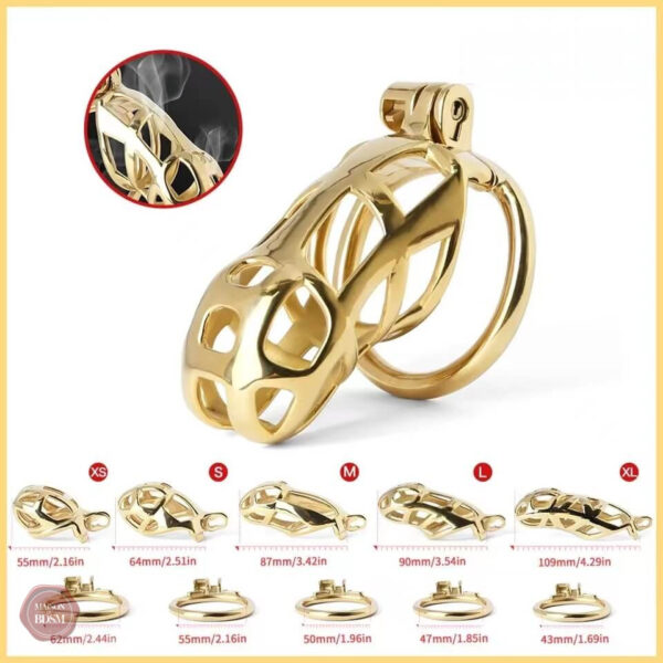 Cage dorée MAMBA, accessoire de chasteté