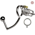 Accessoire de chasteté en métal, idéal pour hommes, avec plug anal